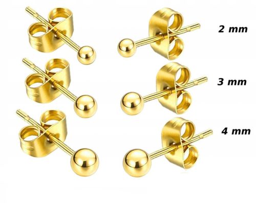  GOLD BALL EARRINGS 18 KRT SURGICAL STEEL