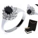  Silver ring* marquise black* zircons* gift for girl* age 18 LgSP543