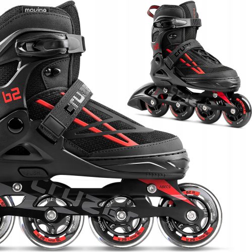  Patins à roues alignées Movino Cruzer B2, tailles 34-37, noir et rouge