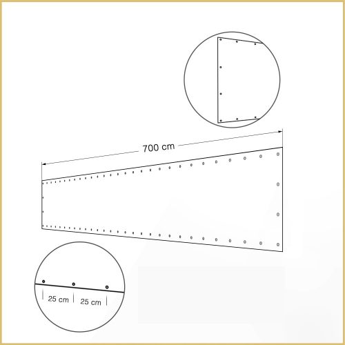  ŒILLETS DE MONTAGE TOUS LES 25 CM COUVERTURE DE BALCON 7 M COVER-IT