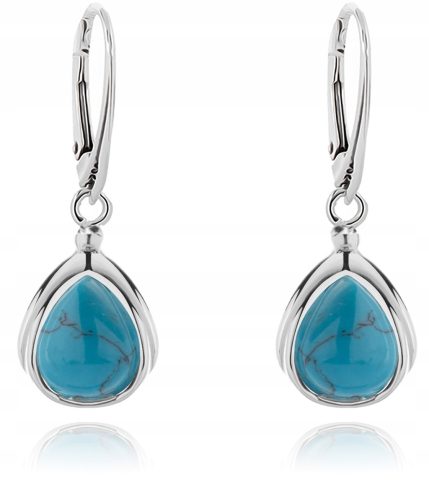  SILVER DELICATE HANGING EARRINGS WITH TURQUOISE 925