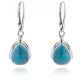  SILVER DELICATE HANGING EARRINGS WITH TURQUOISE 925