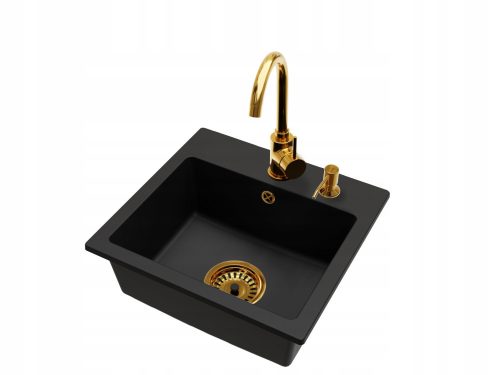 Brado DON Single Bowl Sink Beta Faucet Dispenser Siphon Gold Black Granite