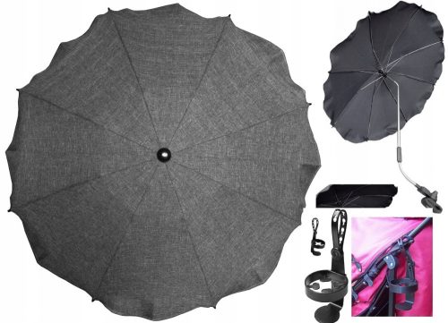  Stroller umbrella MELANGE (LINEN) - UMBRELLA FOR STROLLER + CUP HOLDER 67 cm, multi-coloured