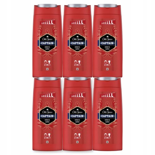  Old Spice Captain Shower Gel and Shampoo for Men 6x675 ml