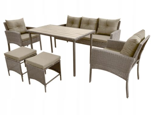 A set of garden and patio furniture Garden furniture set Contrast grey technorattan, 6 pieces.