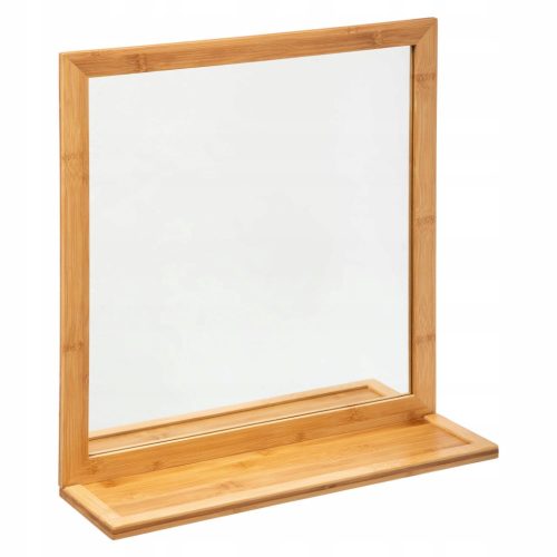  5fünf Simple Smart wall mirror, rectangular, wooden frame, 475 x 513 mm