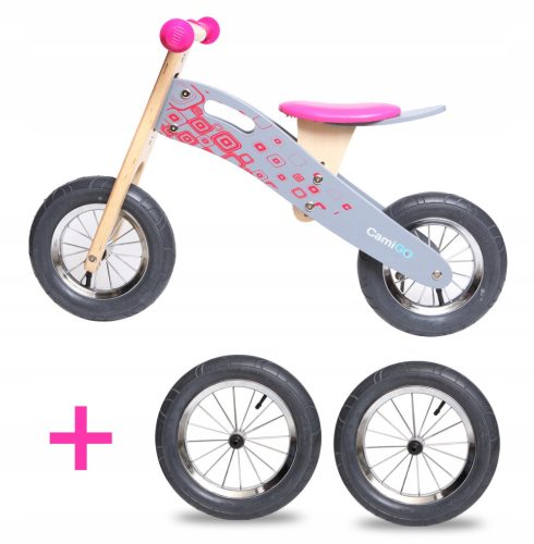  Wooden balance bike with inflatable wheels 10 and 12