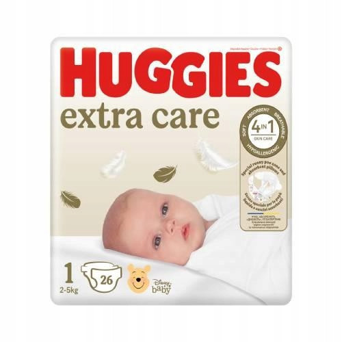  HUGGIES Extra Care 1 Diapers 2-5 kg, 26 pieces