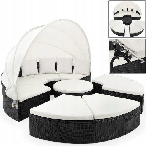 A set of garden and patio furniture Deuba Technorattan lounge island garden furniture set, black, 15 pieces.