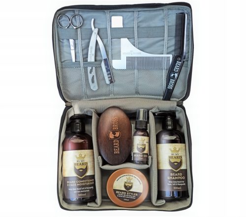  beard set, shaving bag, cosmetic case, scissors