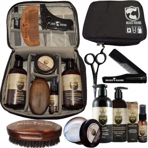  A set of Beard Bross cosmetic and beard care tools + cosmetic bag