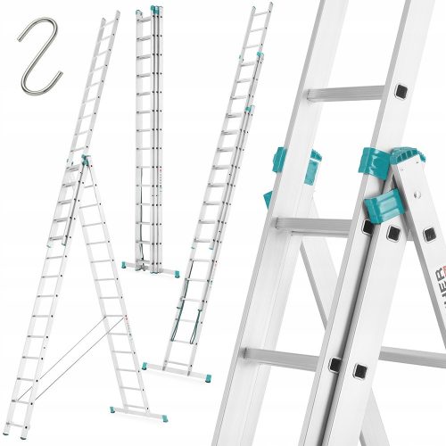 Higher ladder 10.69 m aluminum 3 x 14 up to 120 kg