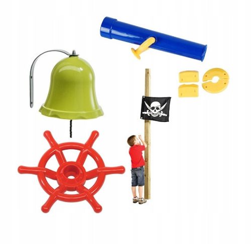 Playground set, control bell, telescopic flag