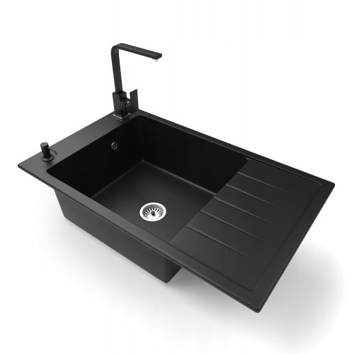 Brado LUIS single-bowl sink siphon chrome, black granite