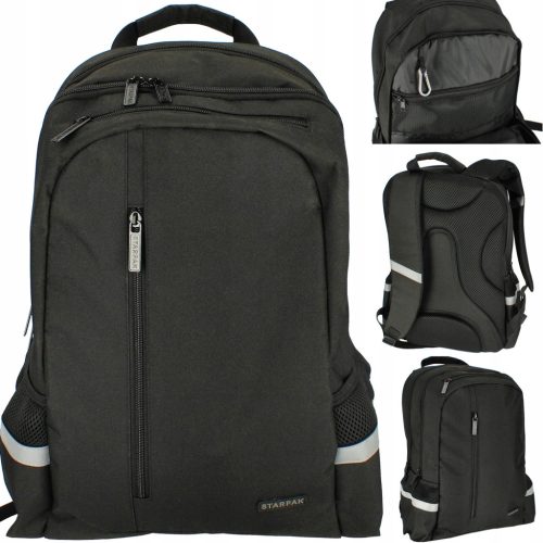 Starpak Large Black Youth School Backpack with Multiple Compartments