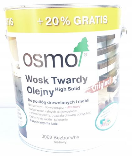 OSMO 3062 Hard Wax Oil, colorless matt 3 L