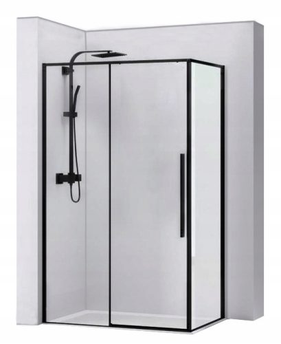 Rea Solar Black shower cubicle with sliding doors 120 x 90 cm