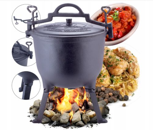  HUNTING POT CAST IRON POT FOR CAMPFIRE STANDING 4L KAMILLE