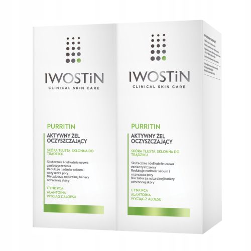 Iwostin Purritin Active Face Wash Gel for Acne-Prone Skin, 150ml - Twin Pack