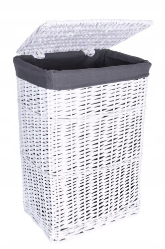  Gockowiak freestanding laundry basket 114l, white, grey and silver tones