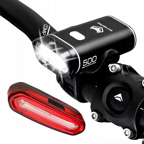  EVI iLIGHT pro v500+ bicycle lighting 500 lm battery + Evi series iLIGHT pro bicycle rear lighting 120 lm battery