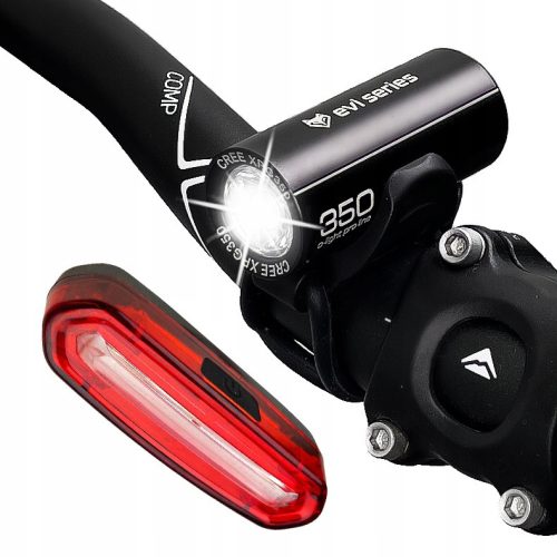  Evi series o-LIGHT pro line bicycle lighting 350 lm battery + Evi series iLIGHT pro bicycle rear lighting 120 lm battery