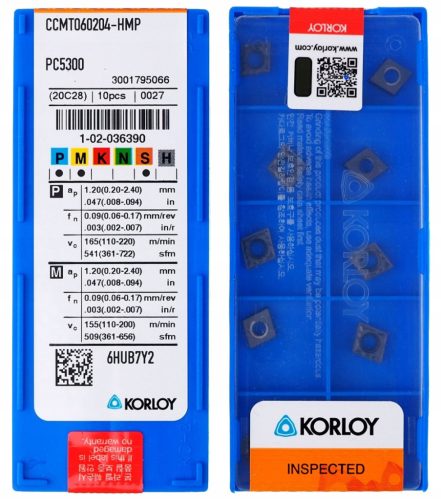 CARBIDE PLATES CCMT 060204 MP PC5300 KORLOY