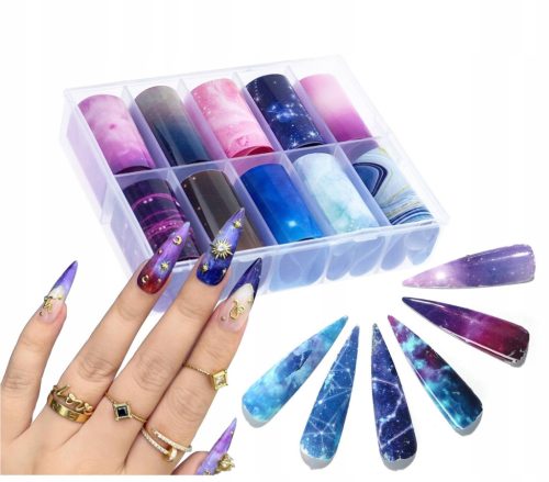  TRANSFER FOIL GALAXY 02 FOR DECORATION OF HYBRID NAILS, SET OF 10 pcs.