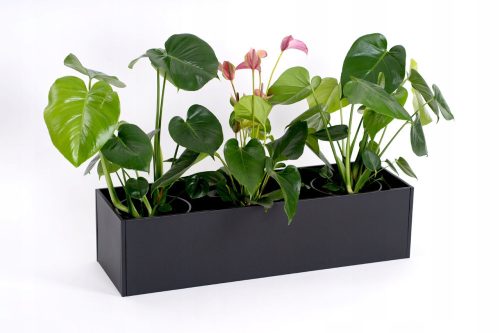  Palazzo Decor flowerpot 80 cm x 25 x 20 cm made of black metal