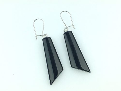  Onyx earrings hanging silver clasps pr.925 polish