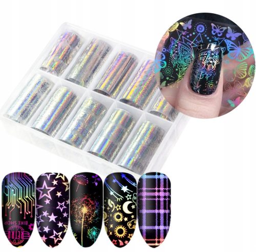  TRANSFER FOIL SET HOLOGRAPHIC PATTERNS HOLO 1 10 pcs.