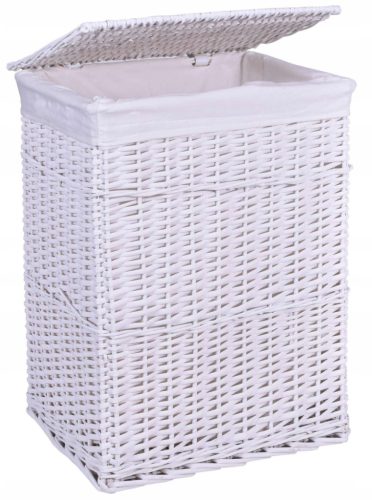  White wicker laundry basket