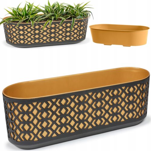  Flowerpot Lamela 19.5 cm x 60 x 20.5 cm plastic black, yellow and gold tones