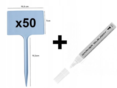  Light grey plates for describing plants, 50 pieces + marker