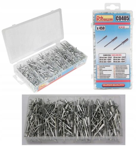 SET 450-pcs. RIVETS, VARIOUS ALUMINUM BEAM RIVETS