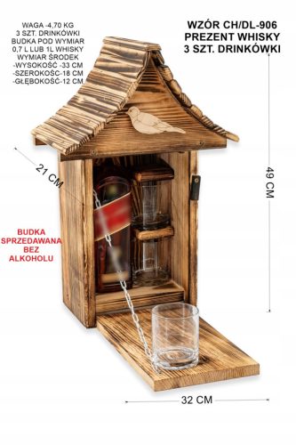  wooden birdhouse, alcohol stand