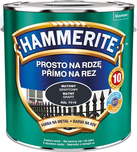 Hammerite Prosto pour peinture métallique antirouille, graphite, 2,5 L