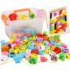  BEAD WOODEN BLOCKS FOR STRINGING MONTESSORI EDUCATIONAL LARGE SET