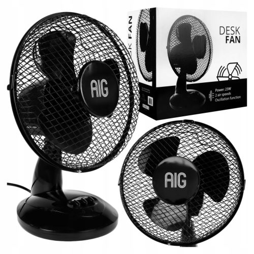  FAN FAN BLACK DESK TABLE OSCILLATION QUIET AND POWERFUL 27 CM