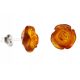  Silver ROSES stud EARRINGS with AMBER certified