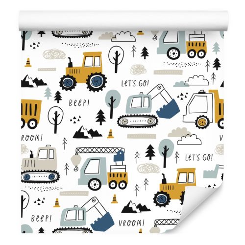 Wallpapers for children, excavators, tractors, cranes, vehicles