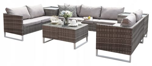 A set of garden and patio furniture Contrast garden furniture set, beige technorattan, 6 pieces.