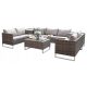 A set of garden and patio furniture Contrast garden furniture set, beige technorattan, 6 pieces.