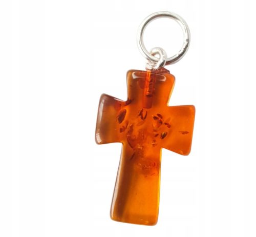  Pendant Cross Amber Silver +