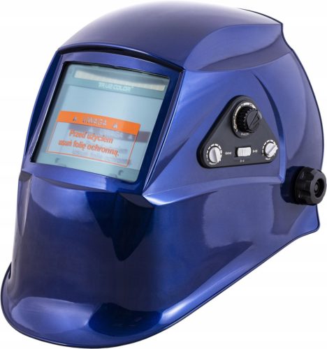 Automatic face shield made of TRUE COLOR BLUE METAL