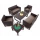 A set of garden and patio furniture Allibert plastic garden furniture set Orlando brown 6-piece.