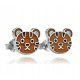  RHODIUM-PLATED SILVER EARRINGS TIGERS AND CATS