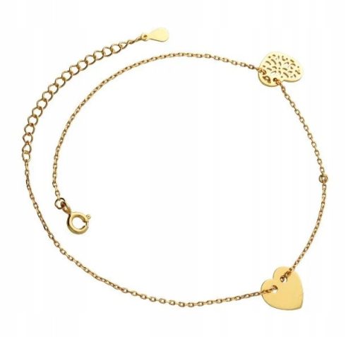  Gold-plated leg bracelet with two hearts