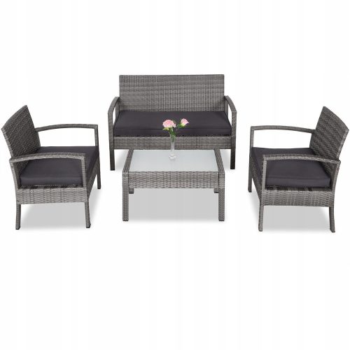 A set of garden and patio furniture Casaria grey/anthracite garden furniture set, 7 pieces